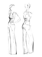 fashion sketch freehand black and white