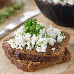 pate of cottage cheese with herbs and chili peppers