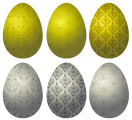 Set of gold and silver Easter eggs 2