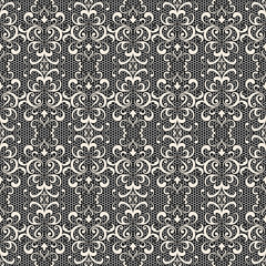 White lace on black, seamless pattern