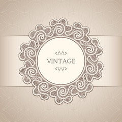Vintage background with old lace label