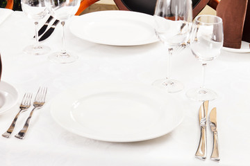 Tables set for meal