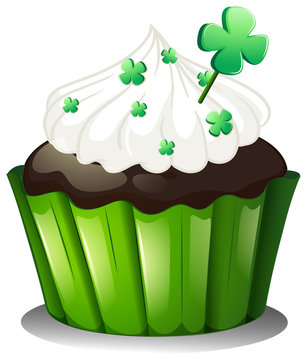 A chocolate cupcake for St. Patrick's Day