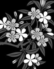 Photo sur Aluminium Fleurs noir et blanc Motif japonais