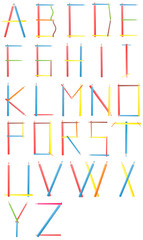 letters formed of colored pencils