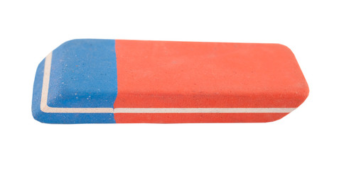 close up of an eraser on white background with clipping path