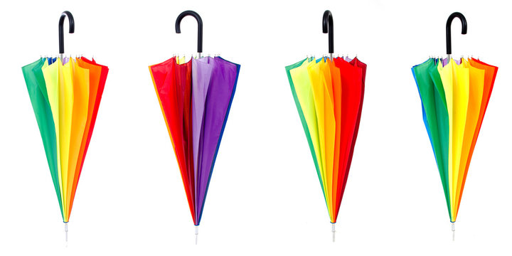 multi-colored umbrella isolated on white