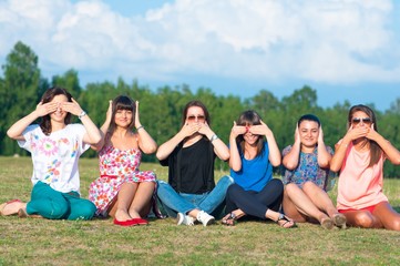 Big group of young girls