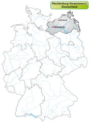 Obraz premium Landkarte von Deutschland und Mecklenburg-Vorpommern