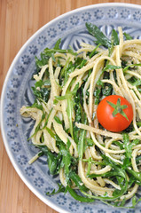 Spaghetti mit Pesto und Rucola