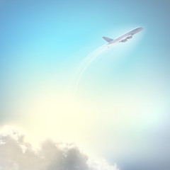Naklejka na ściany i meble Obraz samolotu w niebo