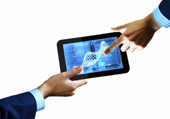 Dna strand On The Tablet Screen