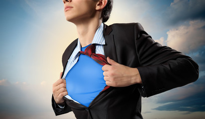 Young superhero businessman