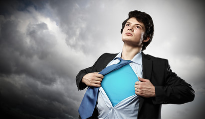 Young superhero businessman