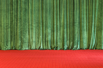 Green Curtains on a red Stage