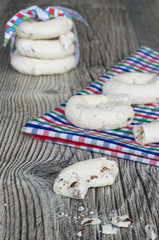 Meringue cookies with almonds and chocolate