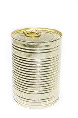 The closed tin cans. On a white background.