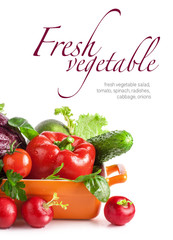 Fresh vegetables isolated on white background 