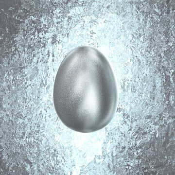 Silver Easter Egg glitters in vintage background