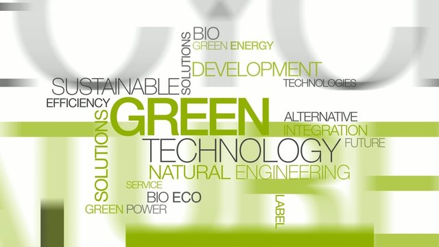 Green technology environmental word tag cloud animation