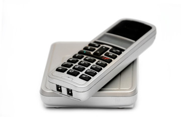 Gray phone on white background