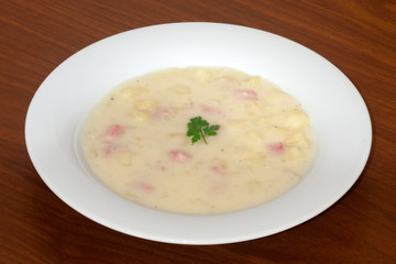 Vegetable soup with potatoes and ham