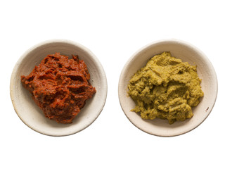 indian red and yellow curry paste - obrazy, fototapety, plakaty