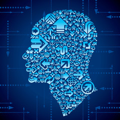 Business arrows with human head