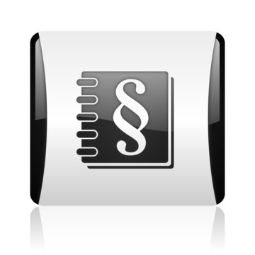 law black and white square web glossy icon