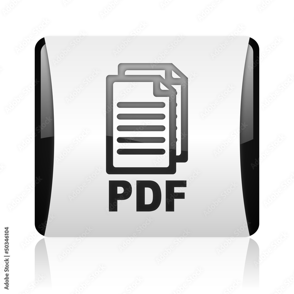 Poster pdf black and white square web glossy icon