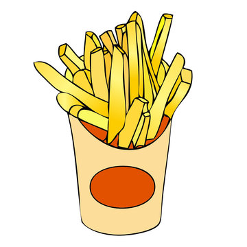 yellow french fries in paper cup clip art preview