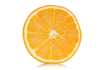 Slice of orange with reflection