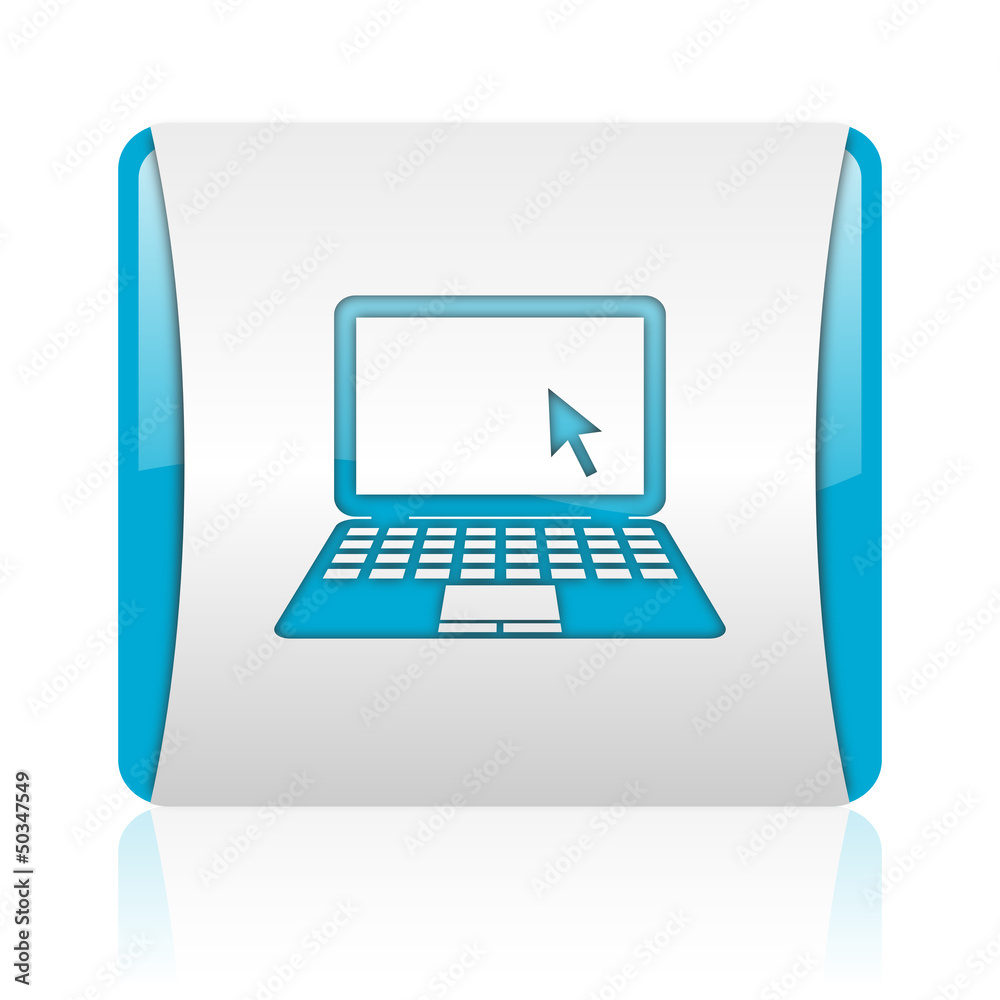 Poster notebook blue and white square web glossy icon