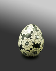 mit tusche bemaltes huenerei auf grauem hintergrund - freigestel