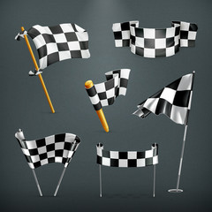 Fototapeta premium Checkered flags, vector set