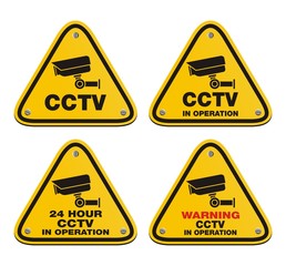 CCTV in operation - yellow sign