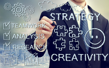 Businessman with concetps of creativity and strategy