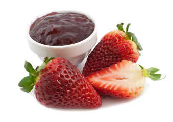 fresh strawberries and jam