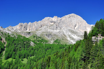 Fototapeta na wymiar Szczytów w Dolomitach Rosengarten, Val di Fassa, Włochy Alpy