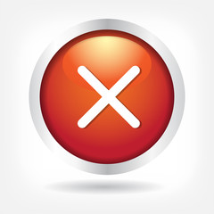 Obraz premium Cross on a red button