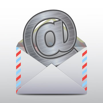 Icon of metal sign E-MAIL , envelope