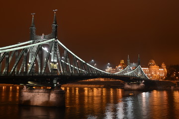 Fototapeta na wymiar Pont de la Liberté de nuit à Budapest