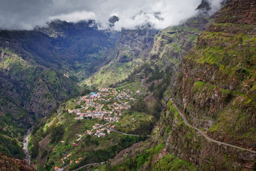 small village in high mountains on madeira island, portugal