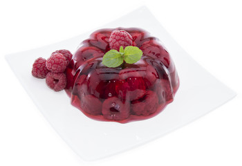 Raspberry Jello isolated on white
