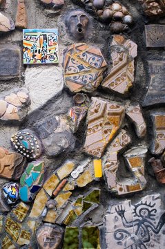 Colourful mosaic in Park Guell, Barcelona
