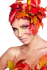 Autumn Woman. Beautiful creative makeup