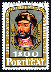 Postage stamp Portugal 1972 Tome de Sousa, Nobleman and Soldier