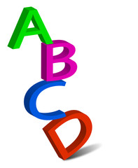 Obraz premium le prime quattro lettere dell'alfabeto in 3d