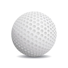 Realistic golf ball on a white background.