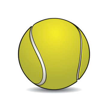 Realistic tennis ball with outline on a white background.